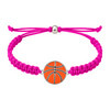 Hot pink rope bracelet with orange basketball charm and adjustable design