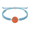 Sky blue braided bracelet with polished basketball charm in silver and orange