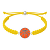 Yellow braided bracelet featuring a silver-tone basketball charm