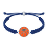 Navy blue rope bracelet with silver-tone basketball charm and woven cord