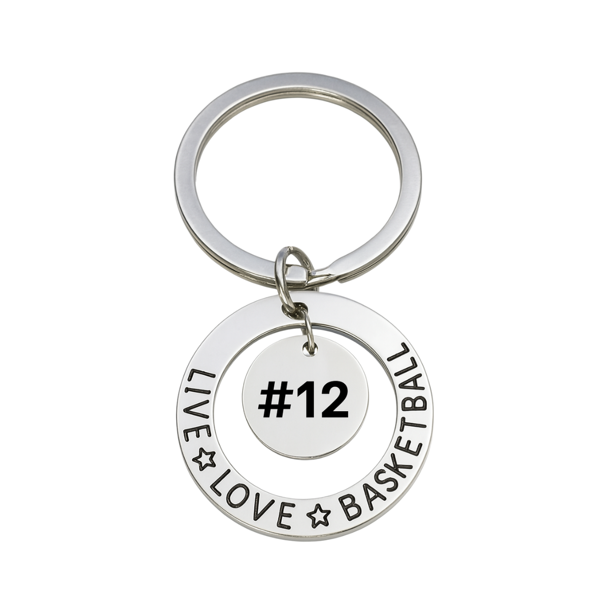 Basketball Charm Round Keychain Perfect Gift with Choice of Engraving