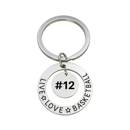 Basketball Charm Round Keychain Perfect Gift with Choice of Engraving