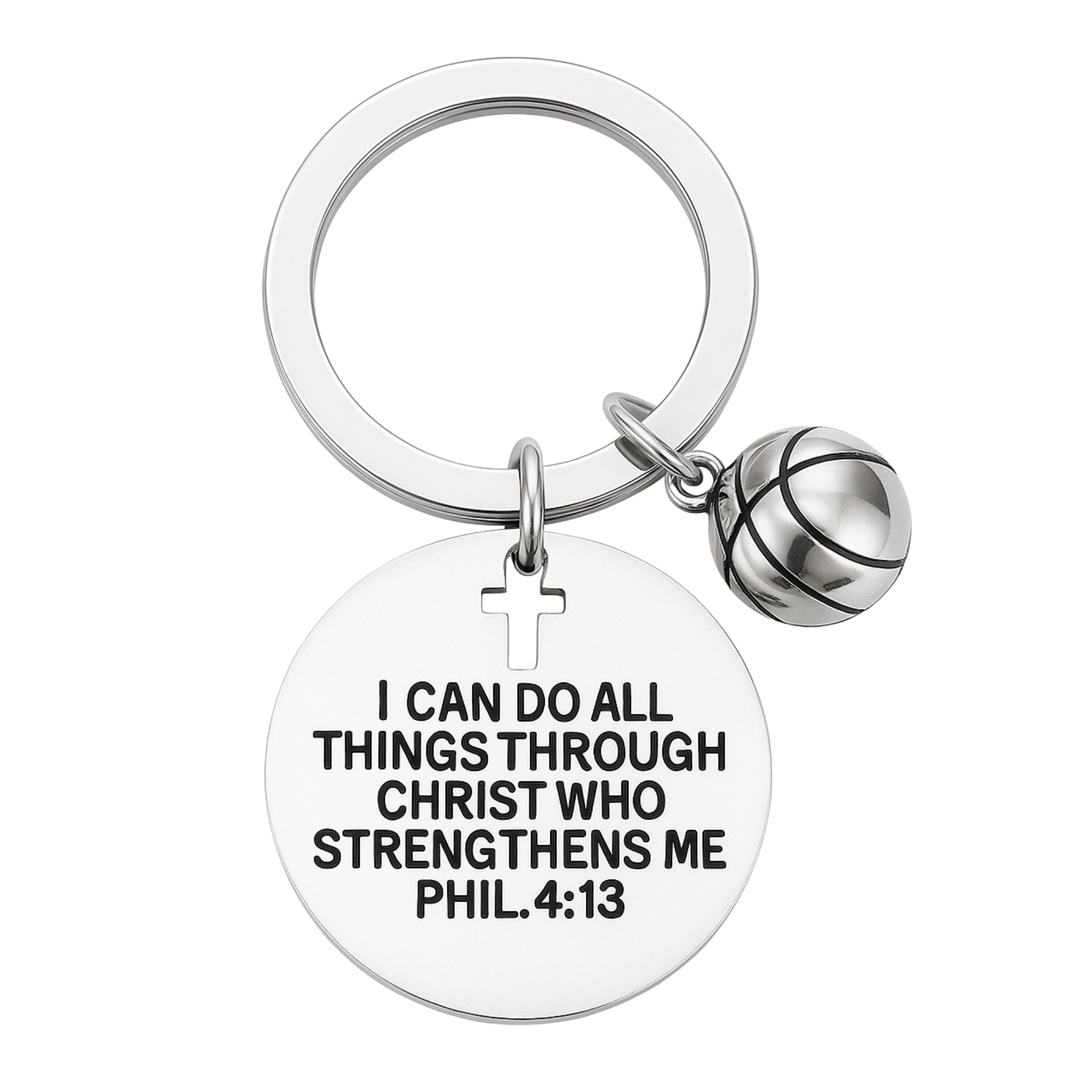 Basketball Christian I Can Do All Things Through Christ Who Strengthen Keychain