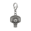 Basketball hoop and ball charm with lobster clasp attachment for easy clipping