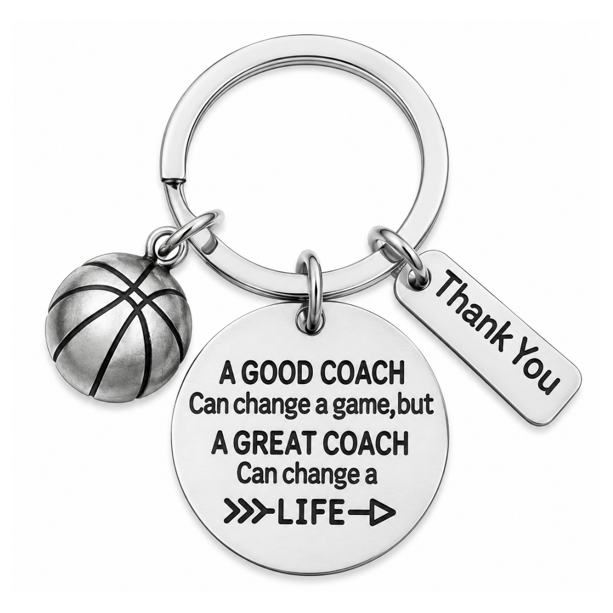 Basketball Coach Keychain with Inpirational Charms