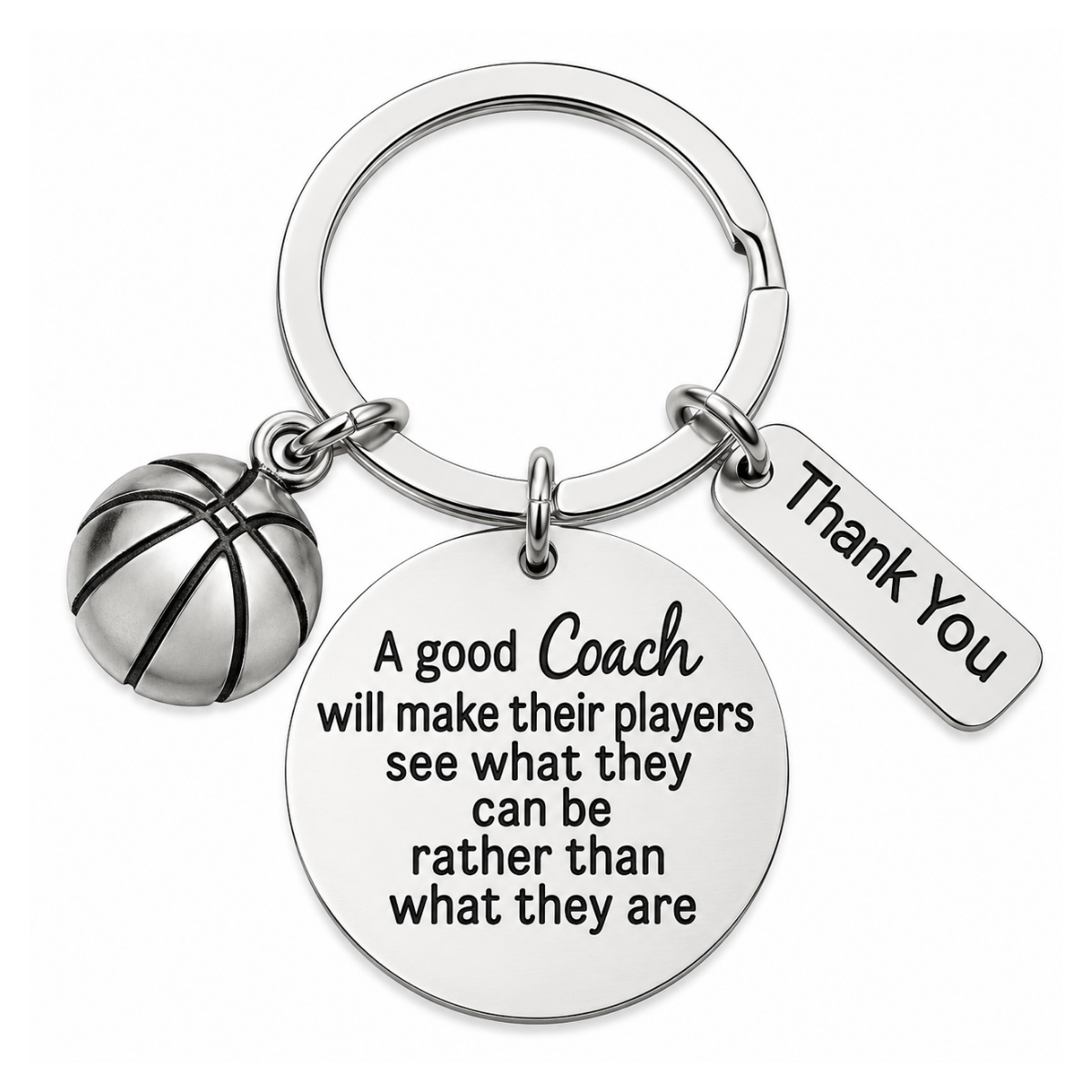 Basketball Coach Keychain with Inpirational Charms