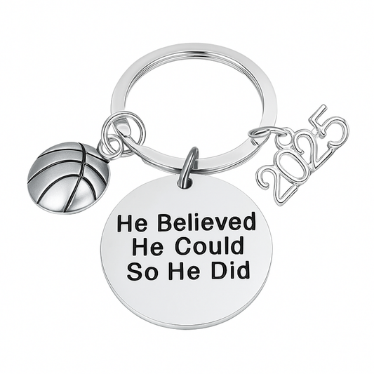 2025 Graduation Keychain- He Believed He Could- Pick Sport