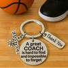 Basketball coach appreciation keychain with charms shown with gift idea text