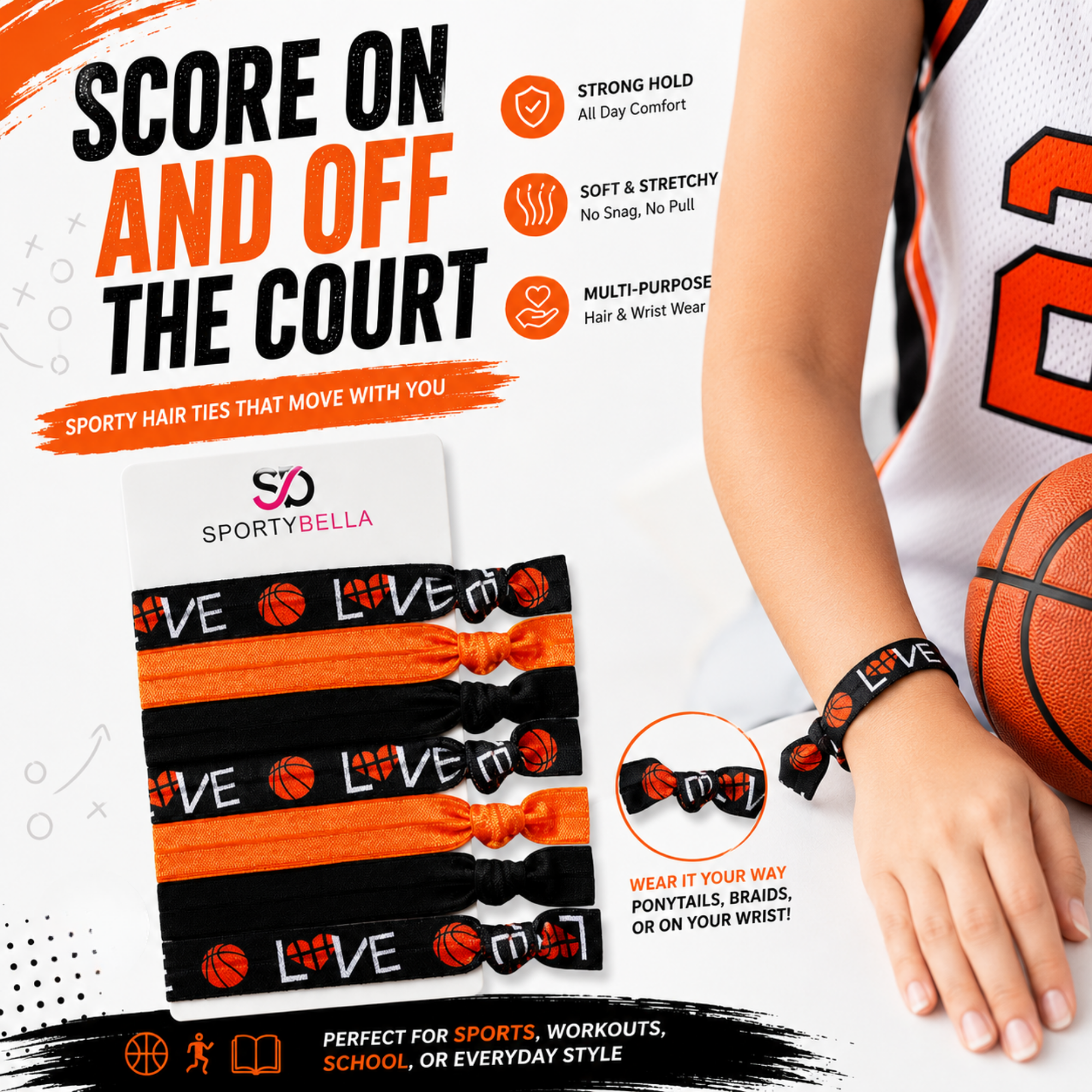 Basketball Hair Ties