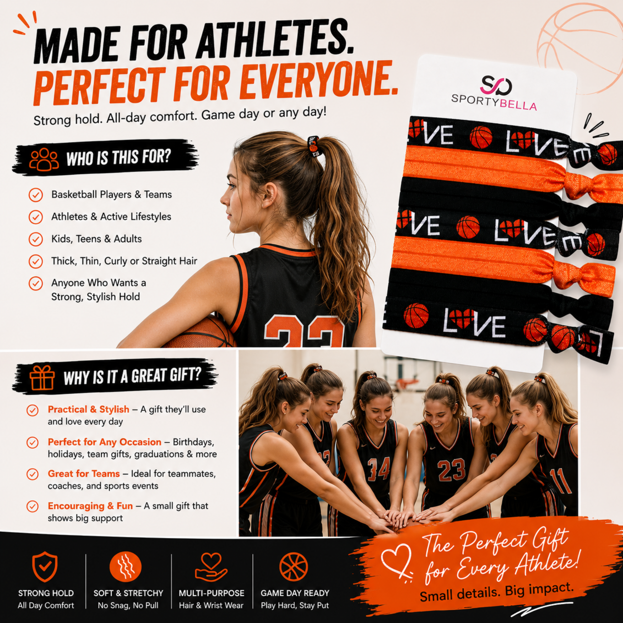Basketball Hair Ties