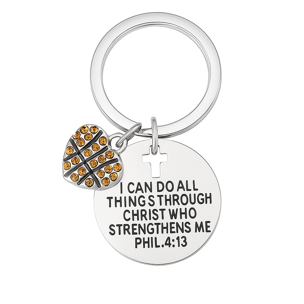 Basketball Christian I Can Do All Things Through Christ Who Strengthen Keychain