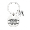 Track and field wing charm keychain with inspirational Bible verse for Christian runners and sprinters