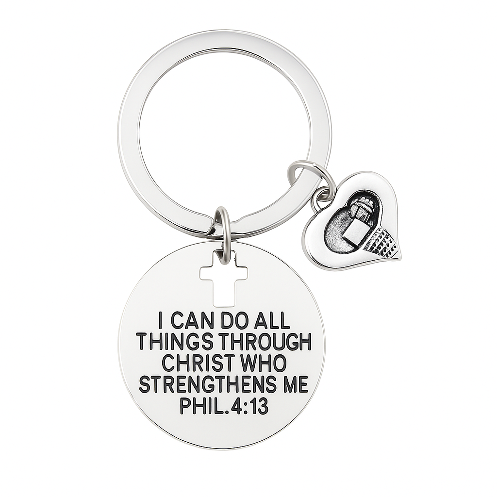Basketball Christian I Can Do All Things Through Christ Who Strengthen Keychain