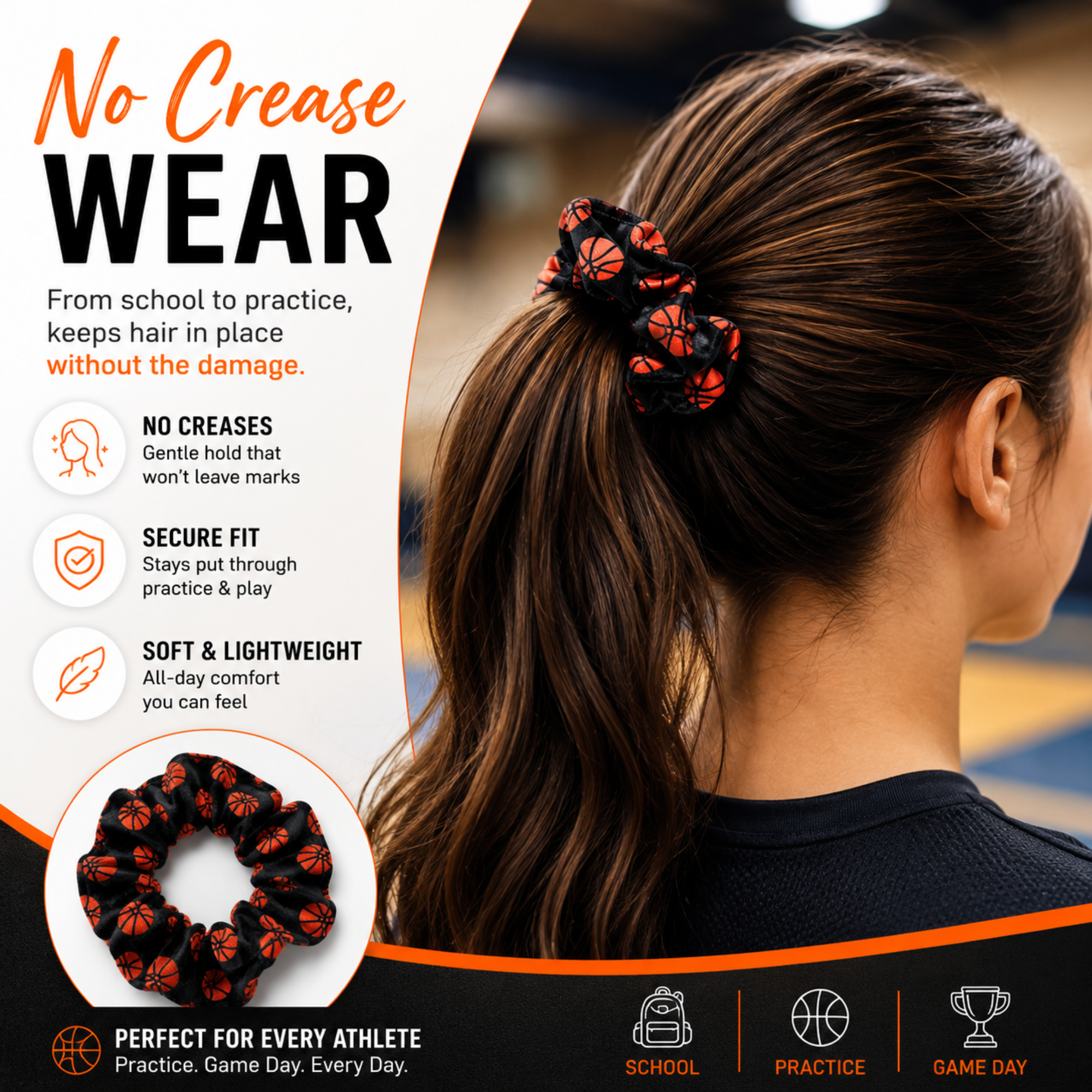 Basketball Premium Velvet Scrunchie