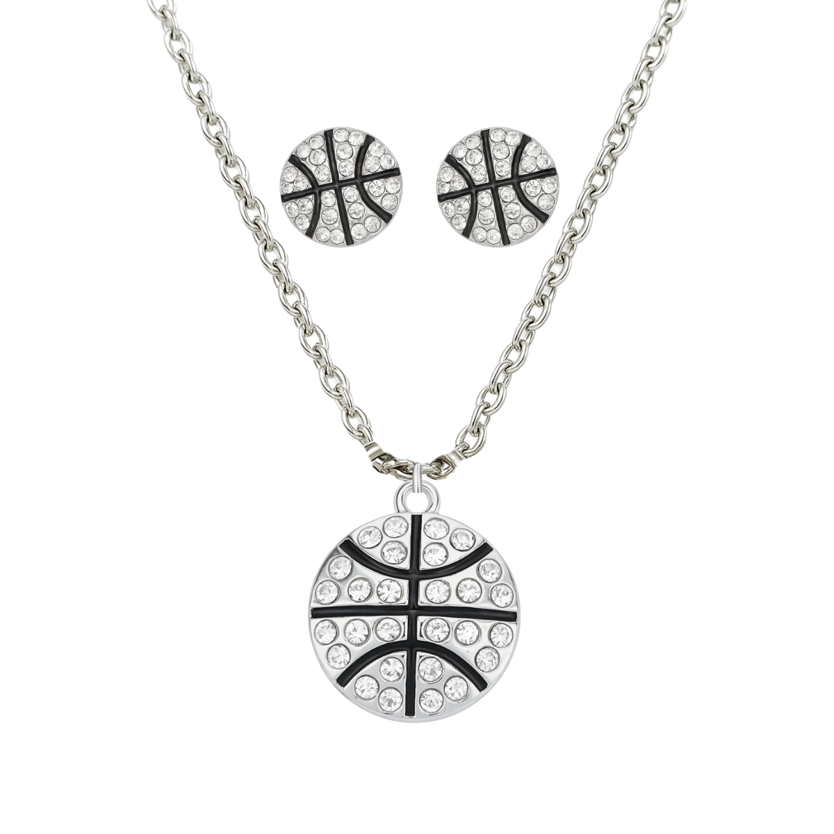 Basketball Rhinestone Earrings & Necklace Set