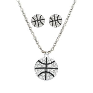 Basketball Rhinestone Earrings & Necklace Set