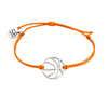 Orange basketball rope bracelet with silver basketball charm for athletes