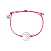 Pink wax-coated bracelet featuring basketball charm and adjustable fit for girls