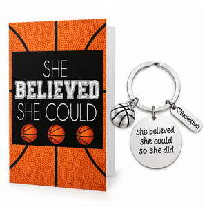 Basketball She Believed She Could So She Did Keychain & Card Gift Set