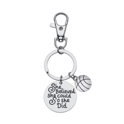 Basketball She Believed She Could So She Did Zipper Pull Keychain