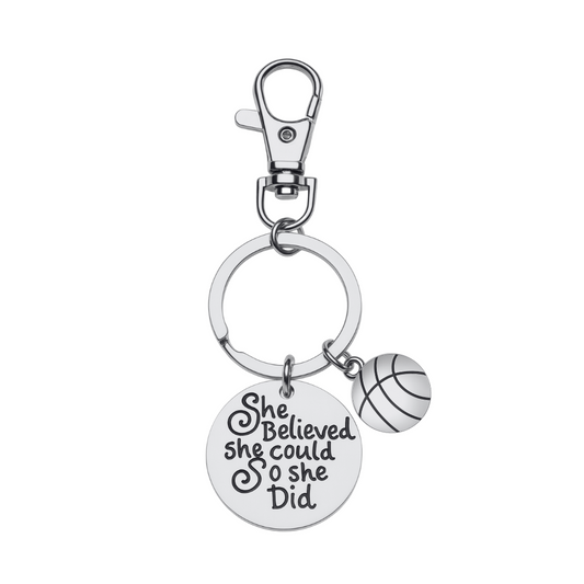 Basketball She Believed She Could So She Did Zipper Pull Keychain