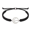 Black basketball rope bracelet with stainless steel basketball charm and adjustable braided cord, unisex design