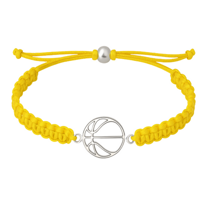 Yellow basketball rope bracelet with stainless steel charm, great gift for basketball fans and players