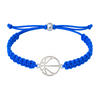 Royal blue basketball charm bracelet with woven cord and silver charm centerpiece, perfect for youth or adult players