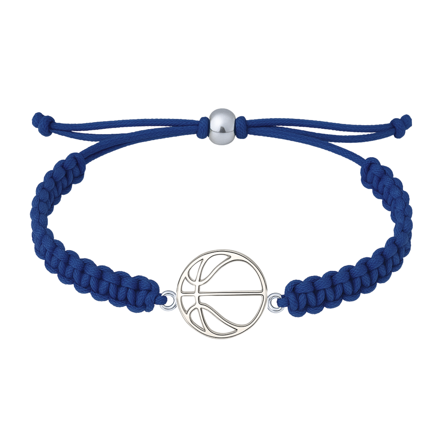 Navy Blue basketball rope bracelet with stainless steel basketball charm, perfect team or coach gift