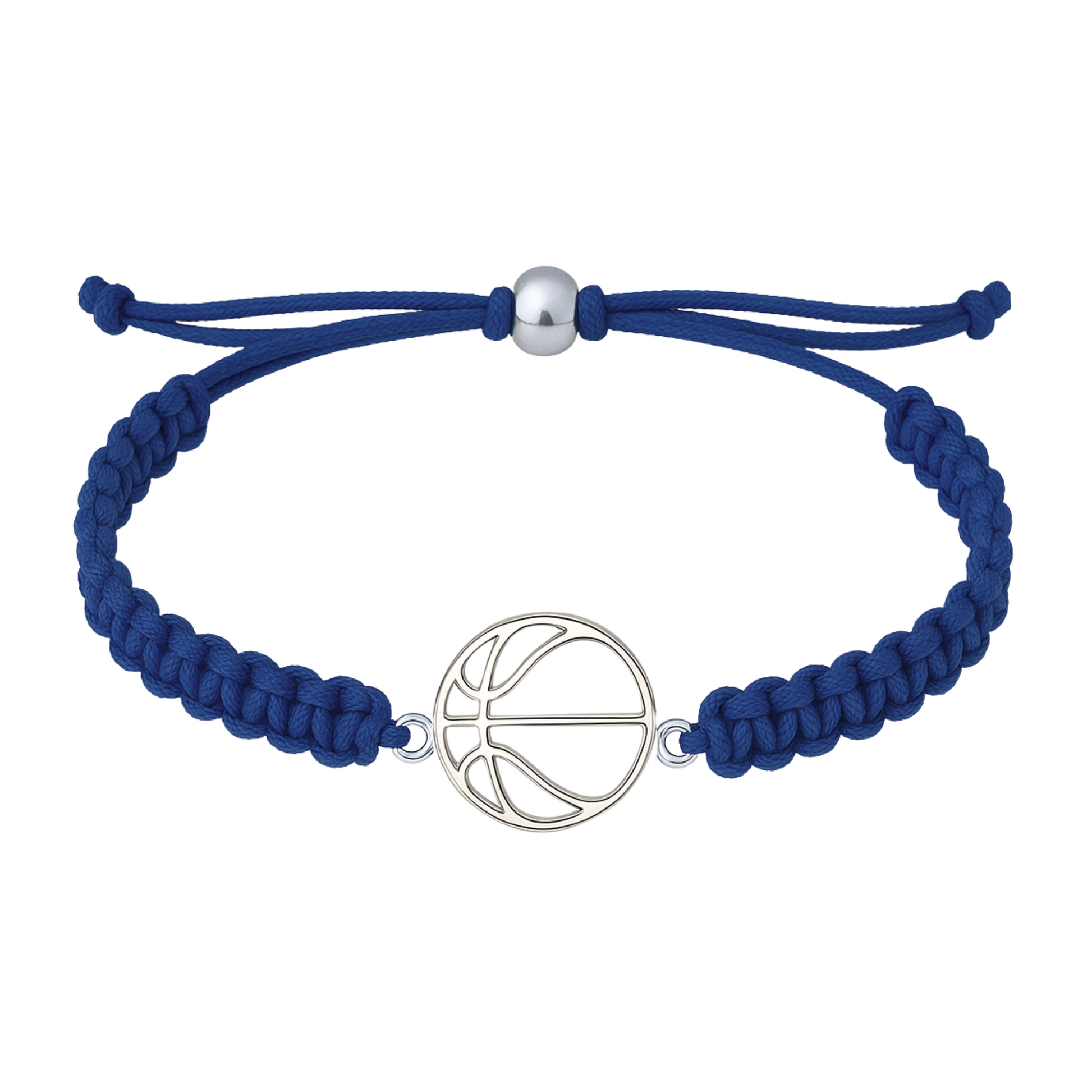 Navy Blue basketball rope bracelet with stainless steel basketball charm, perfect team or coach gift