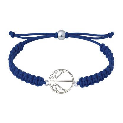 Navy Blue basketball rope bracelet with stainless steel basketball charm, perfect team or coach gift