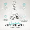 Packaging image featuring softball keychain with stainless steel icons and gift messaging