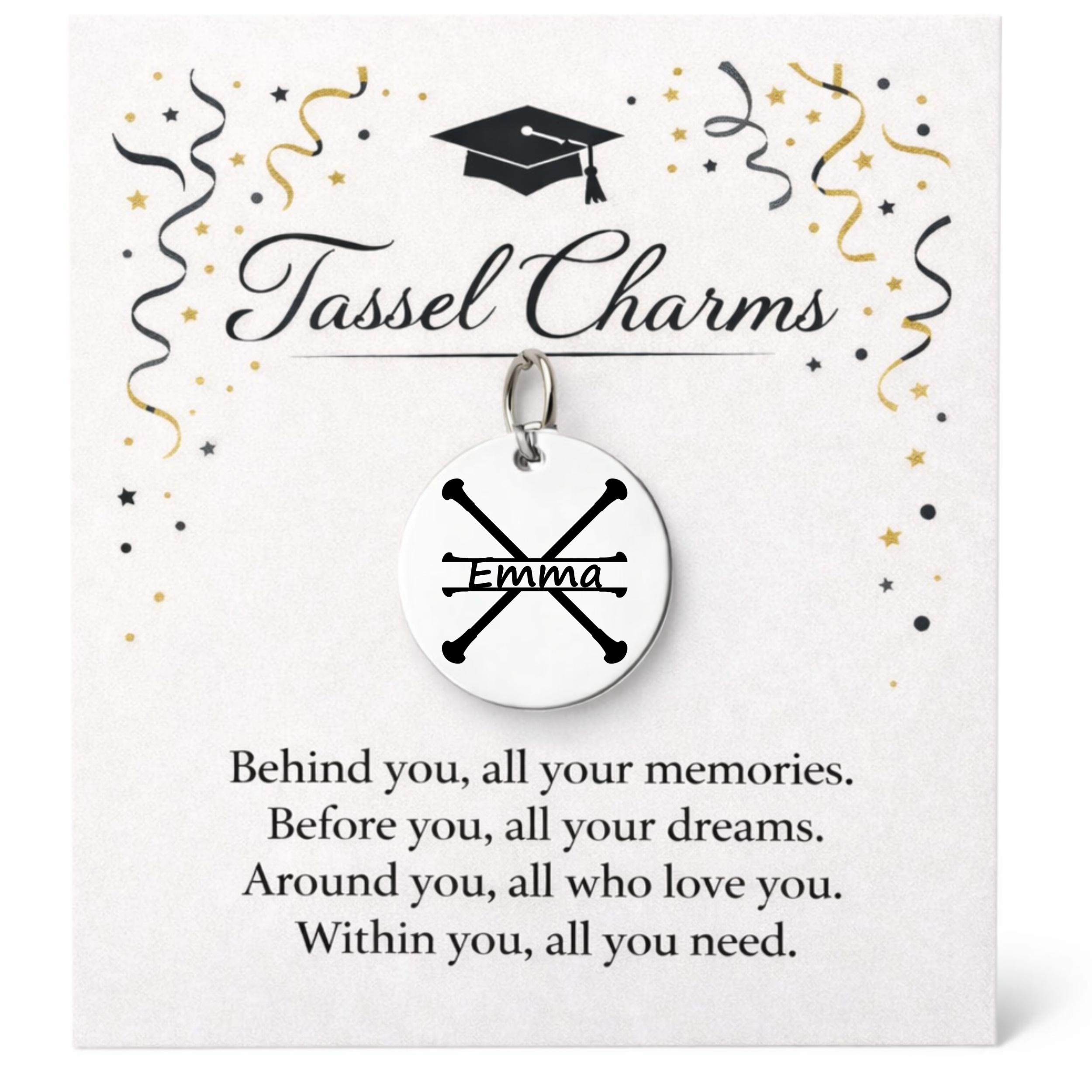 Baton Twirling Engraved Tassel Charm