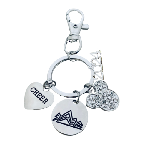 Cheerleading Keychain - Cheer Key Fob With Ribbon, Perfect Gift For Cheerleaders, Coaches & Teams (6 Colors)