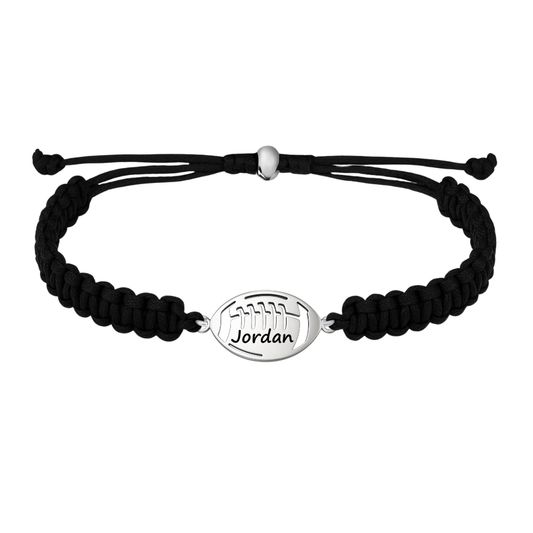 Personalized Engraved Football Rope Bracelet - Pick Color