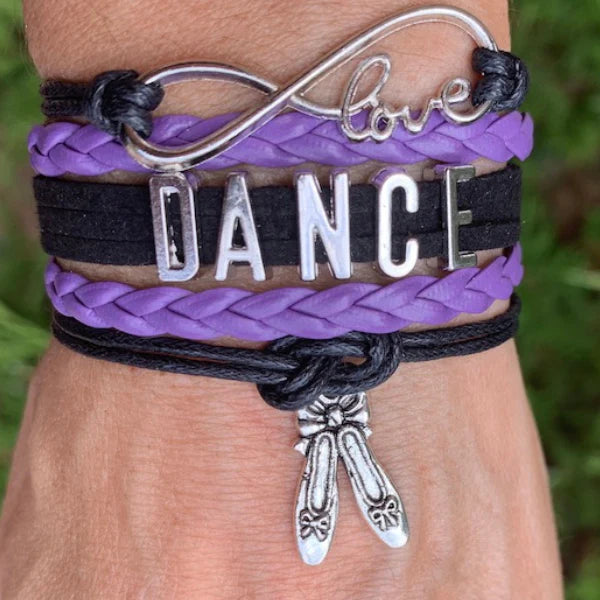 Girls Dance Infinity Bracelet - Choose Charm & Colors