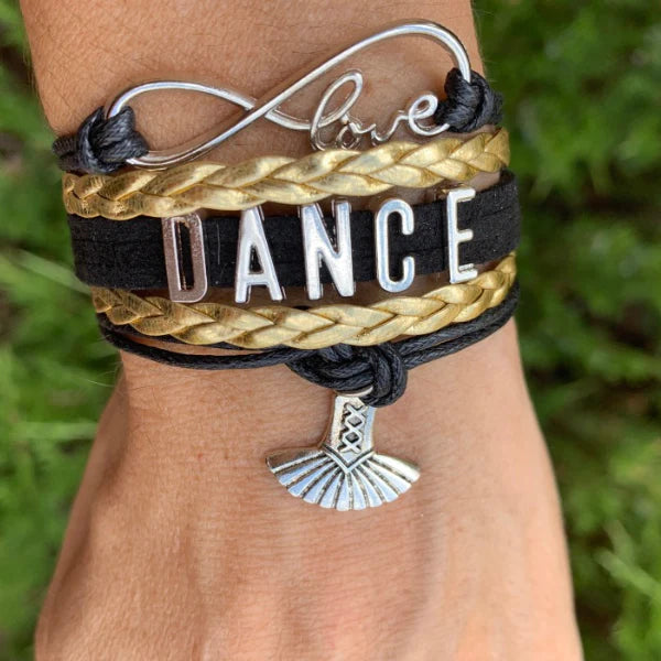 Girls Dance Infinity Bracelet - Choose Charm & Colors