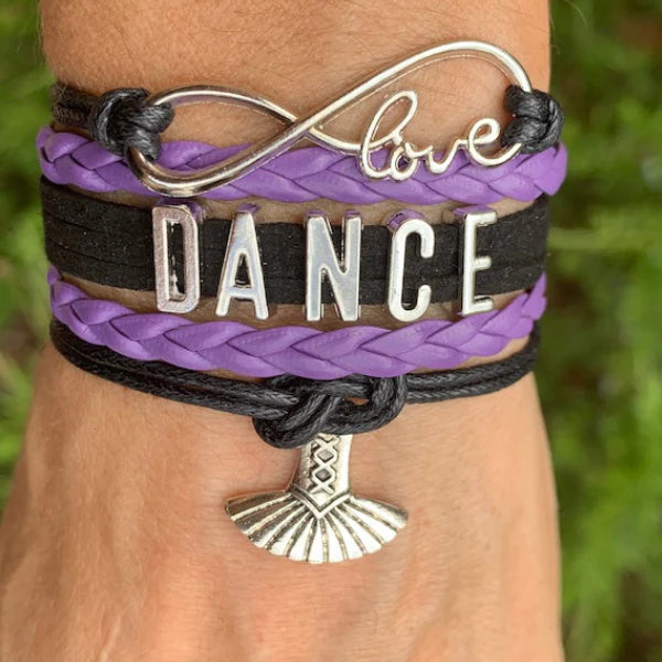 Girls Dance Infinity Bracelet - Choose Charm & Colors