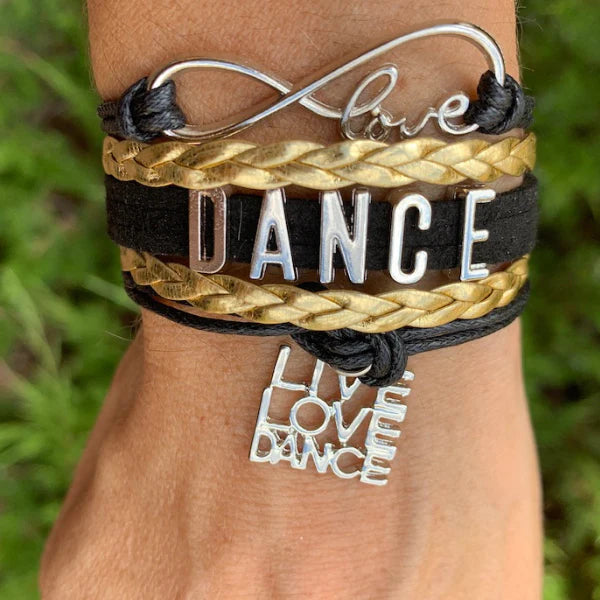 Girls Dance Infinity Bracelet - Choose Charm & Colors