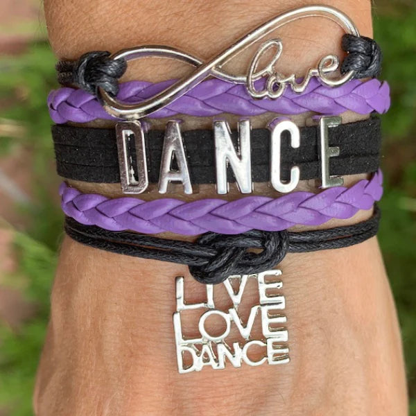 Girls Dance Infinity Bracelet - Choose Charm & Colors