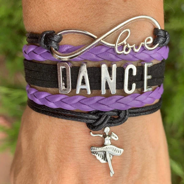 Girls Dance Infinity Bracelet - Choose Charm & Colors