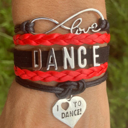 Girls Dance Infinity Bracelet - Choose Charm & Colors