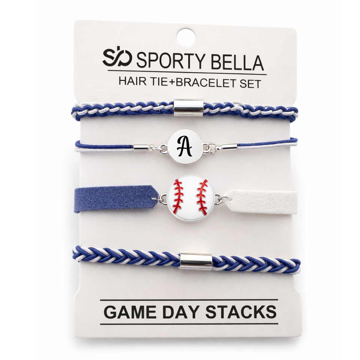 Personalized Baseball Hair Tie Bracelet Sets