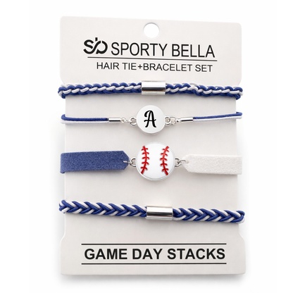Personalized Baseball Hair Tie Bracelet Sets