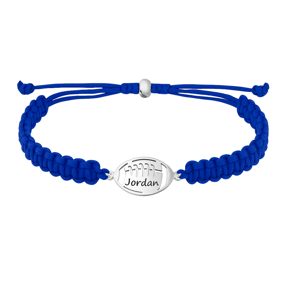 Personalized Engraved Football Rope Bracelet - Pick Color