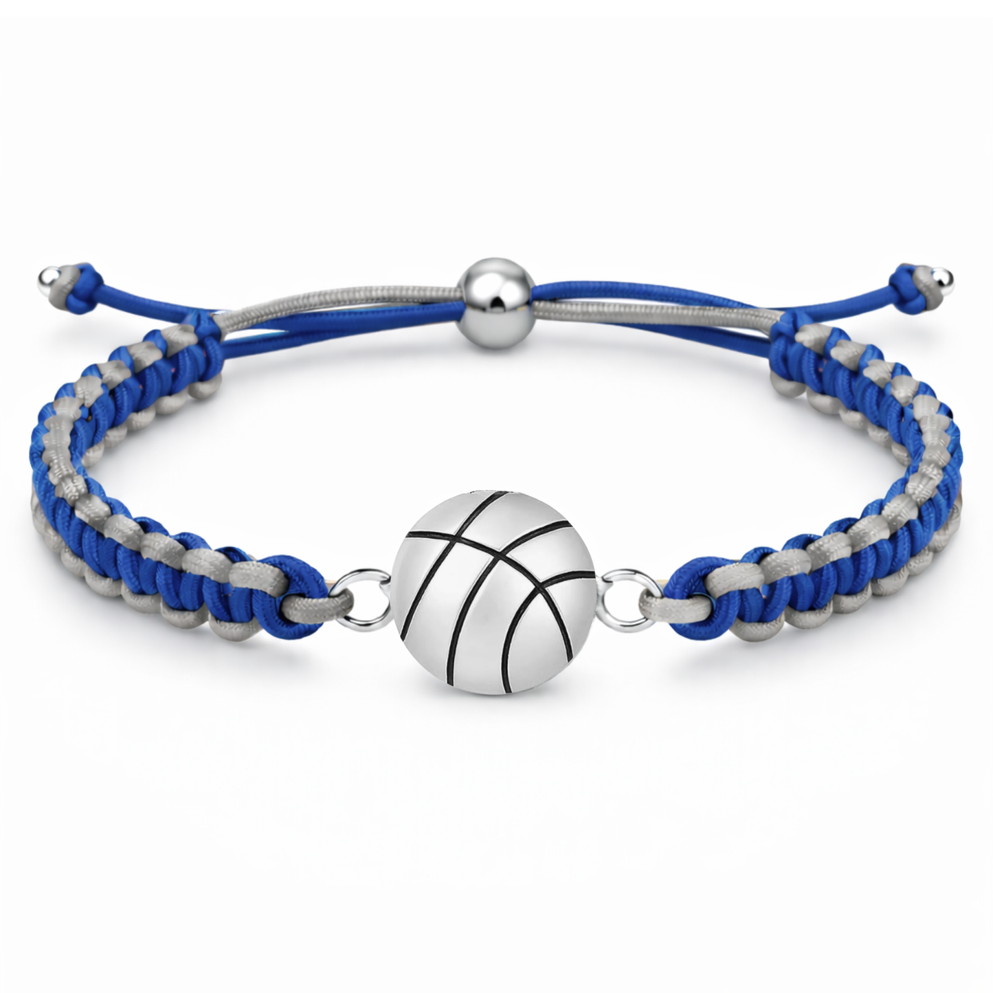 Multi Colored Silver Basketball Rope Bracelet - Pick Color