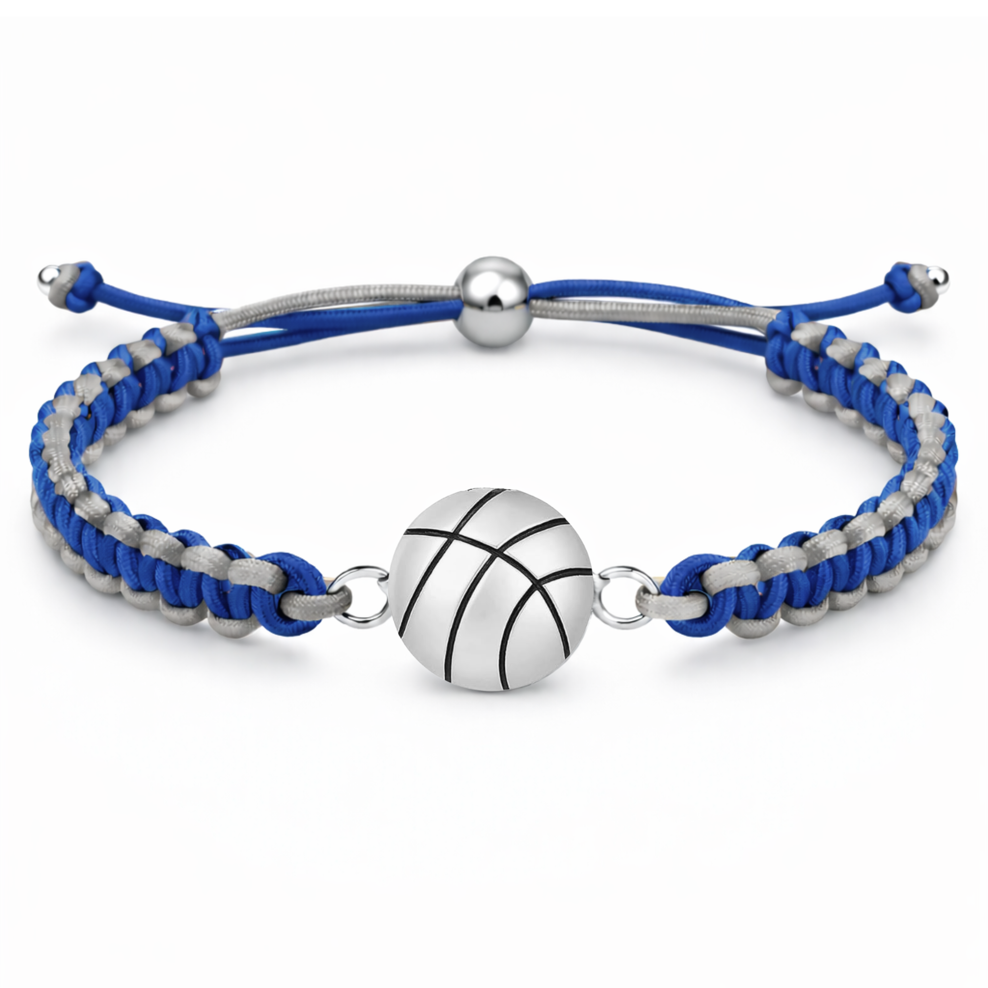Multi Colored Silver Basketball Rope Bracelet - Pick Color