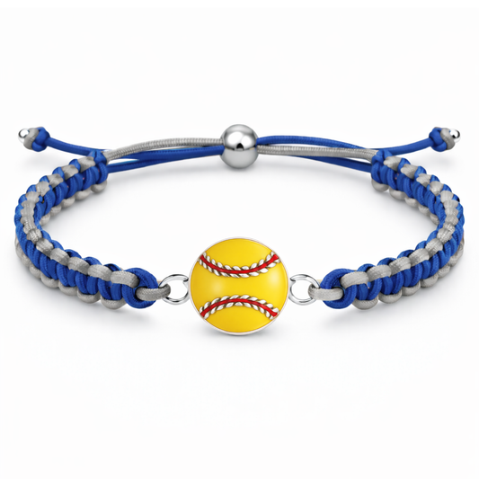Multi Colored Yellow Softball Rope Bracelet - Pick Colors