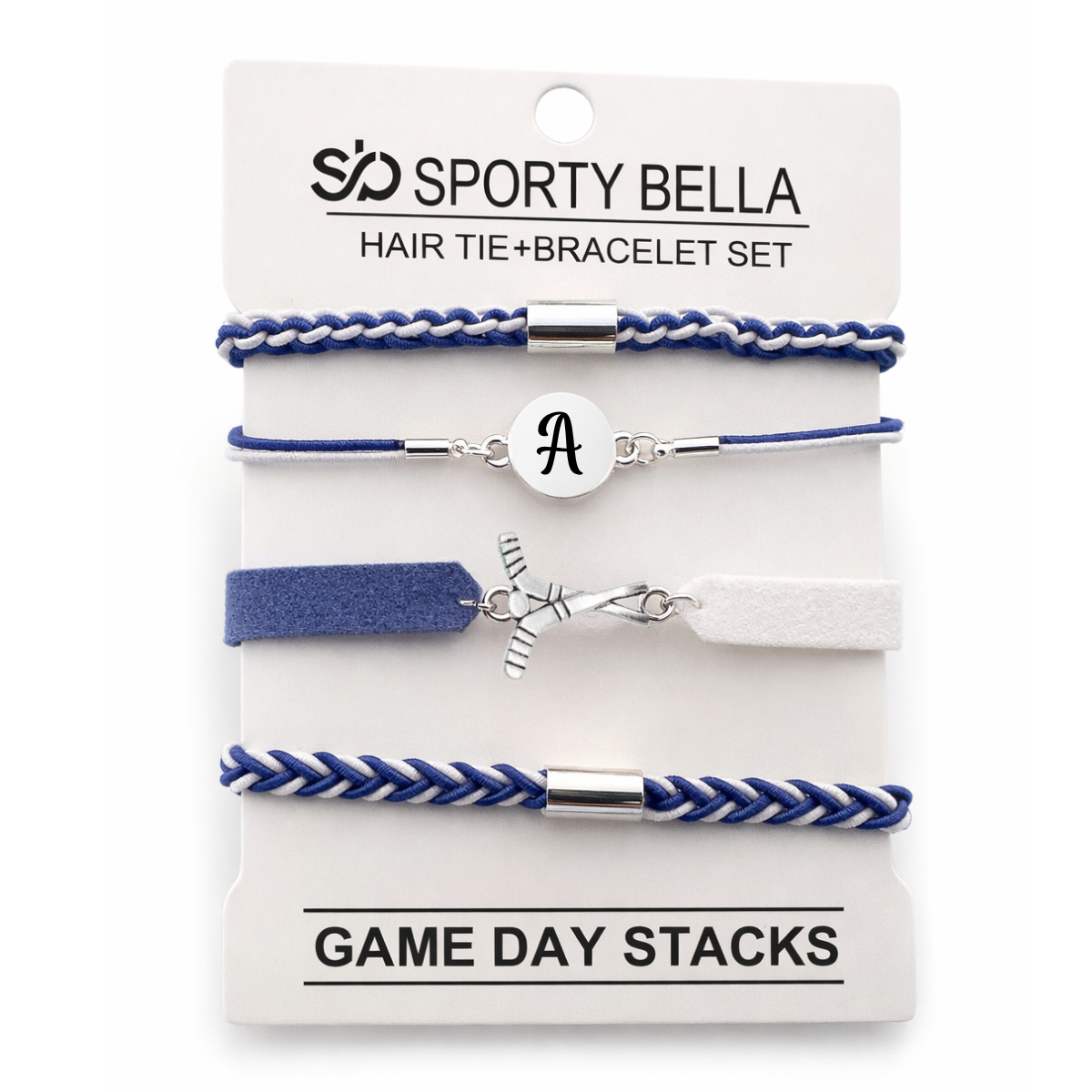 Personalized Ice Hockey Hair Tie Bracelet Sets