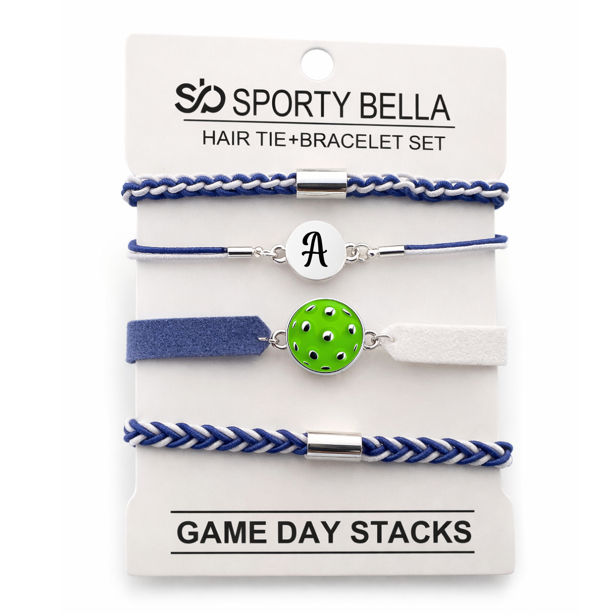 Personalized Pickleball Hair Tie Bracelet Sets